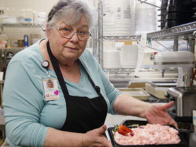One Jamestown Regional Medical Center Nutrition Aide, Elayne Hartman, said her piece of the puzzle is nourishing people so they can heal. In 2012.