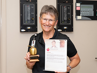 JRMC announced Cindy Nelms, Plant Operations secretary, as its Legend Award recipient. This is the most prestigious distinction for a JRMC employee.