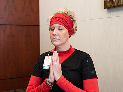 Rachel Macdonald, a registered nurse in the JRMC Emergency Department is offering a 60-minute class online, called Yoga Bliss for COVID Calm.  