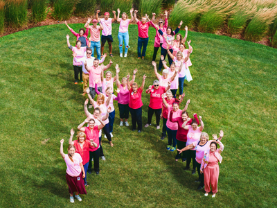 Image of human ribbon at JRMC Pinky Swear Headquarters