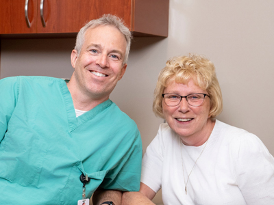 Urologist Dr. Brent Williams and patient Deb Eggert